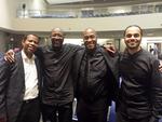Composer Trent Johnson, conductor Julius Williams, assistant conductor Greg Houston, and accompanist Tuffus Zimbabwe.